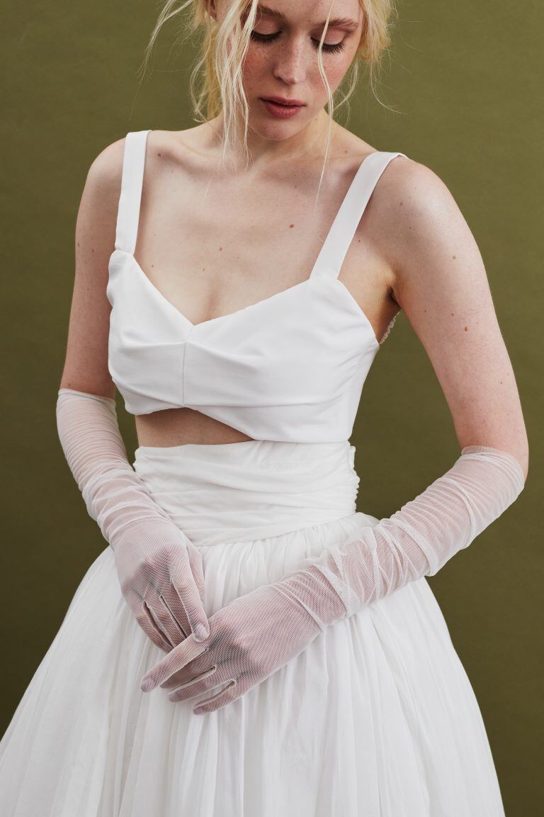 Cathy Telle Sheer Tulle White Wedding Gloves