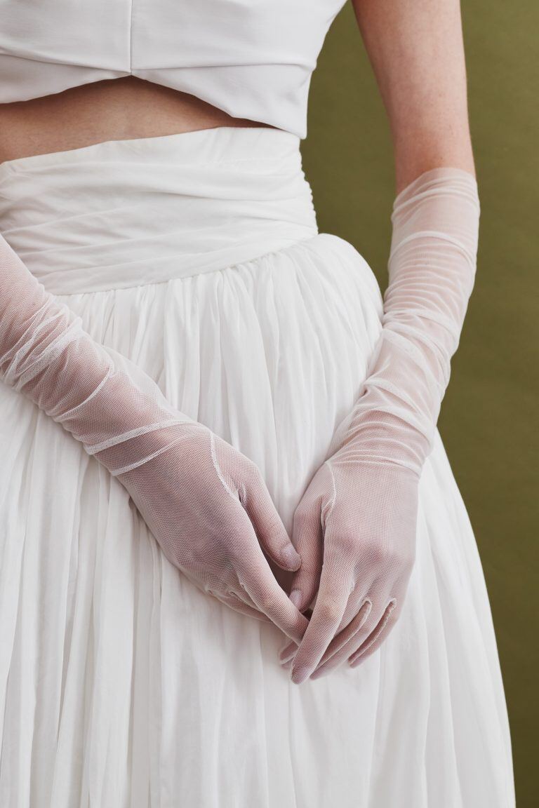 Cathy Telle Sheer Tulle White Wedding Gloves