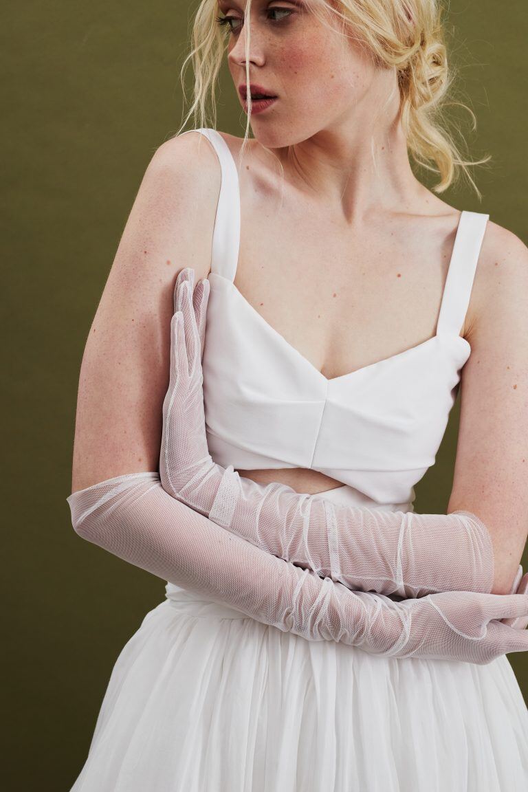 Cathy Telle Sheer Tulle White Wedding Gloves