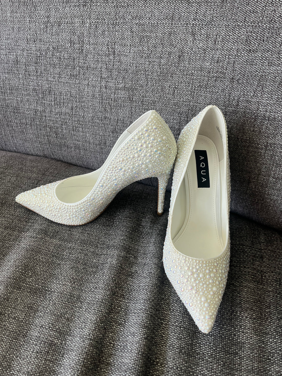 Aqua Pearl Pointed Toe Heels - 7.5