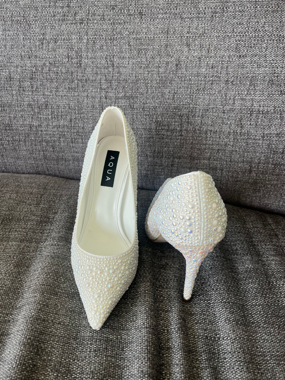 Aqua Pearl Pointed Toe Heels - 7.5