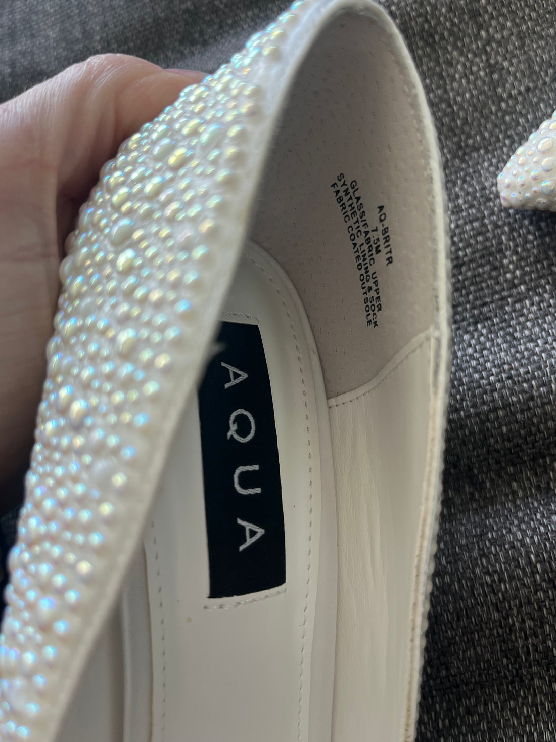 Aqua Pearl Pointed Toe Heels - 7.5