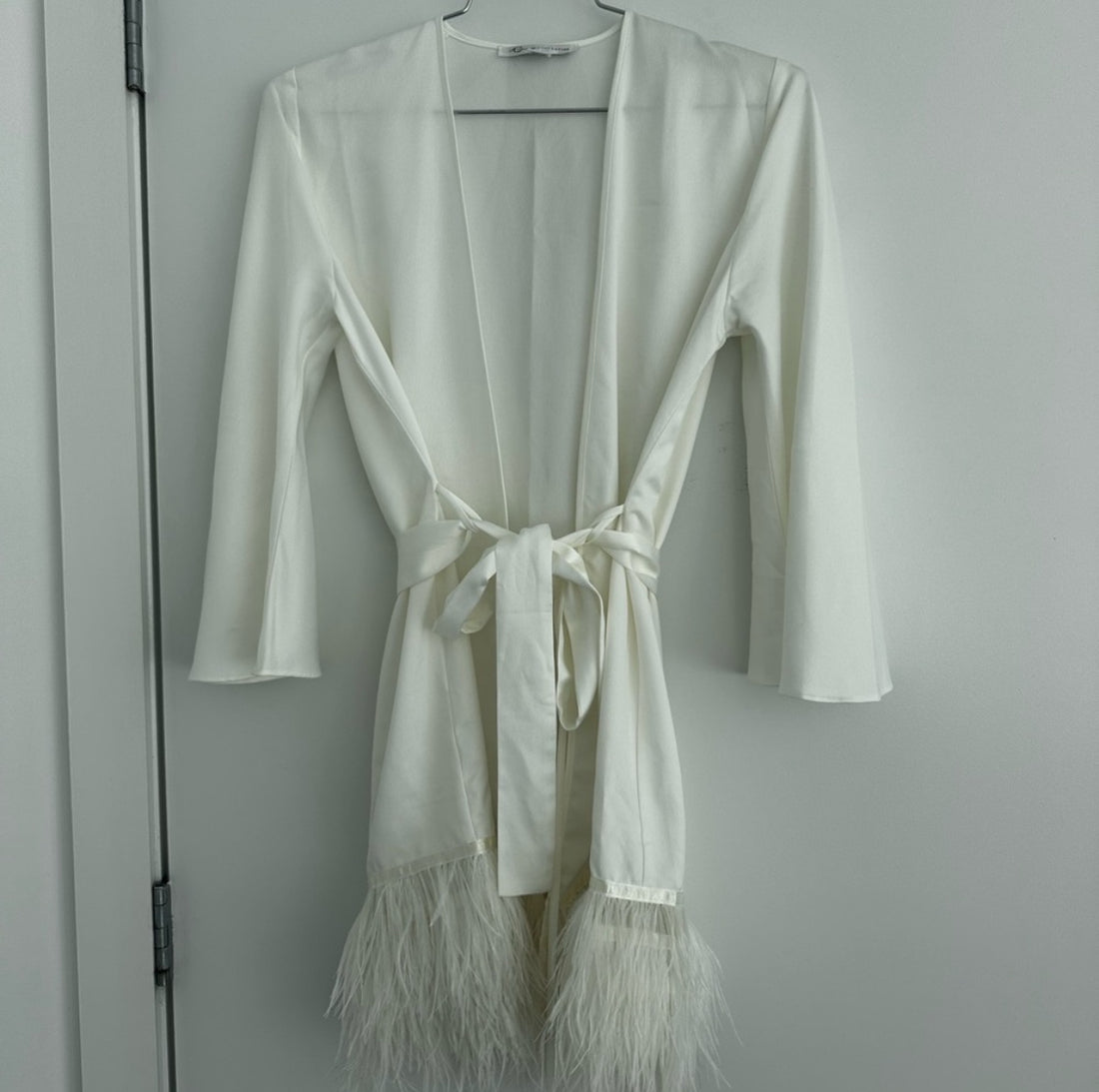 Rya Collection Swan Charmeuse & Ostrich Feather Wrap - XS/S