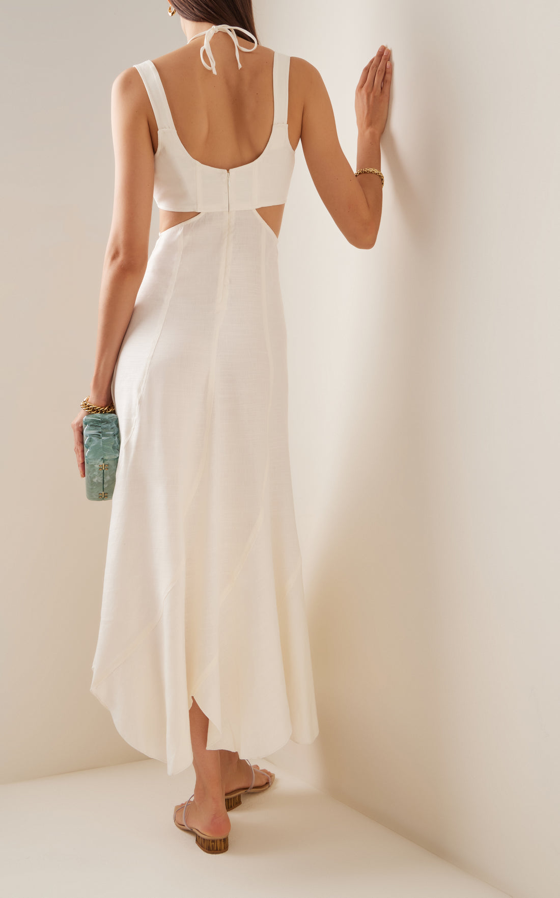 Cult Gaia White Eileen Cutout Linen-blend Maxi Dress- S - Studio Mariée