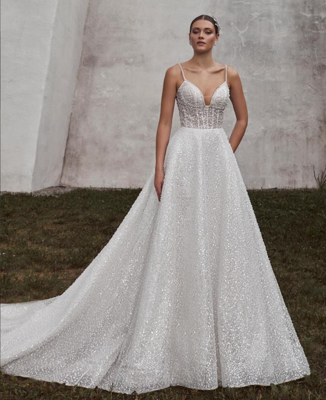 Calla Blanche Philipa (Style No. 124101) with custom pearl straps - 14