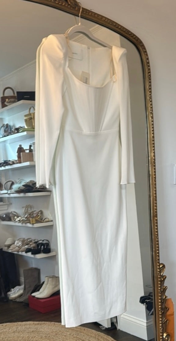 Alex Perry Leigh Corseted Satin Midi Dress - 2