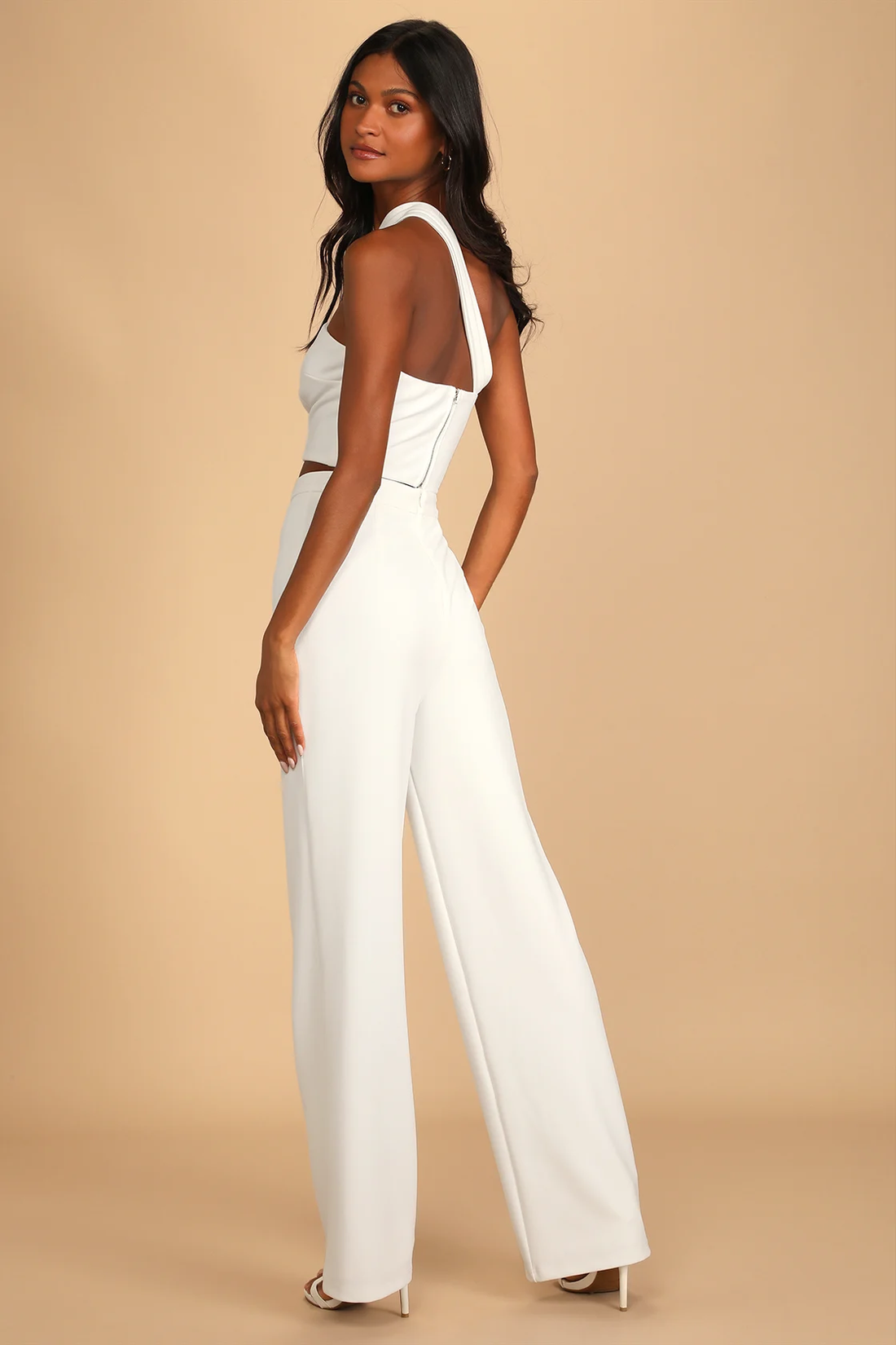 Lulus White One-Shoulder Two-Piece Jumpsuit - XS