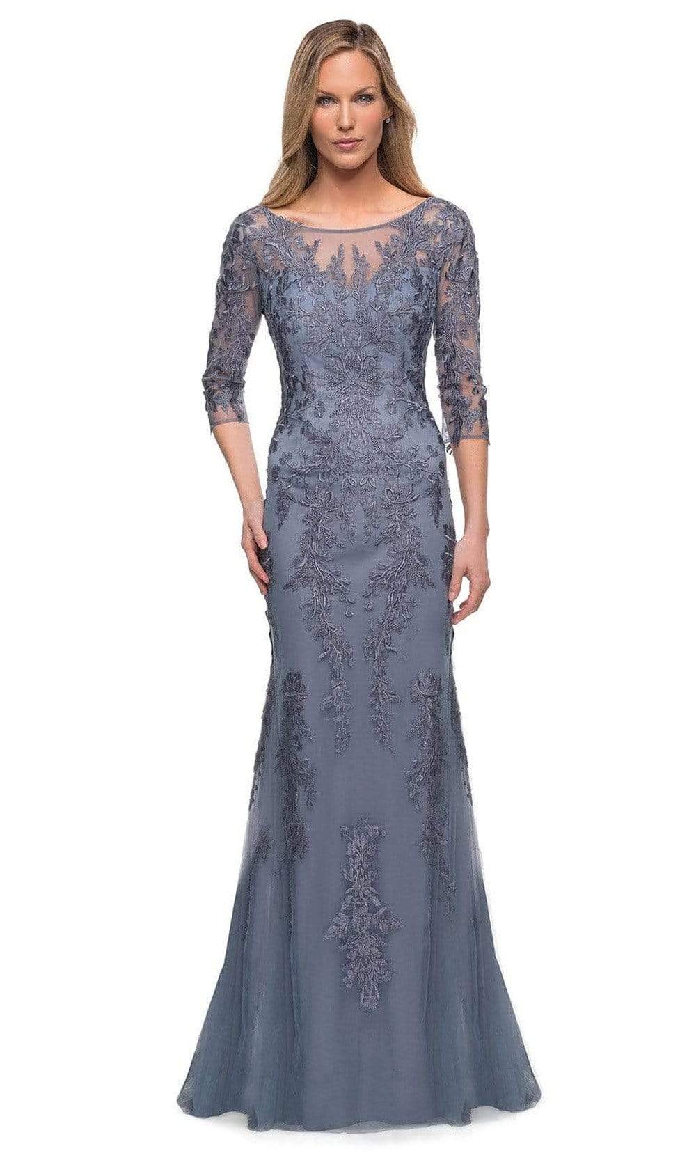 La Femme 29226 Embroidered Tulle Sheath Gown - 12
