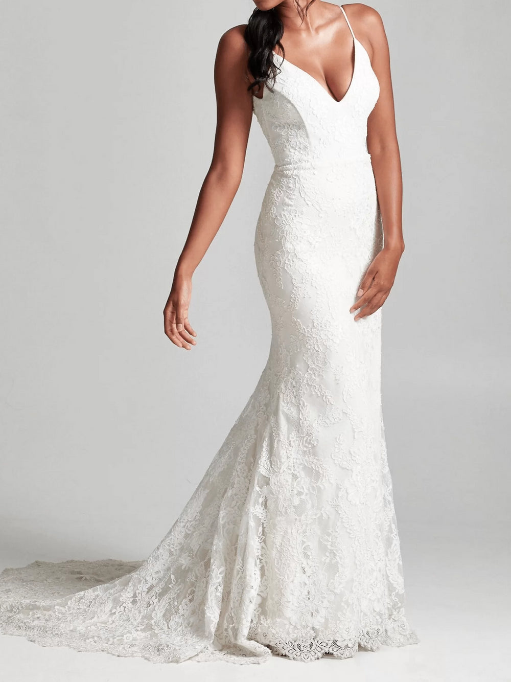 Low Back Soft Lace Wedding Dress