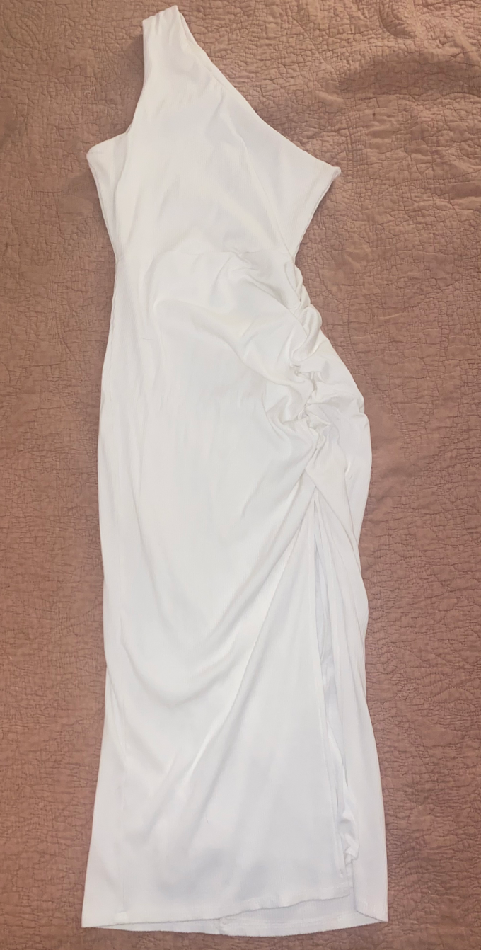 Lulus White One-Shoulder Bodycon Midi Dress - Studio Mariée