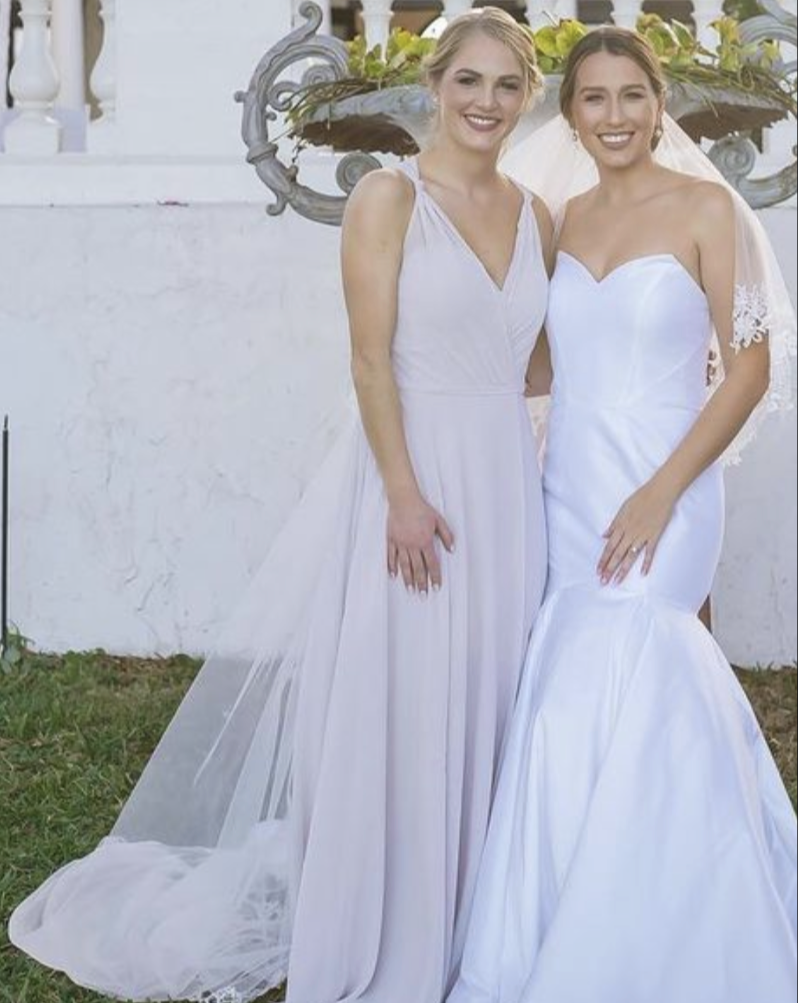 Surplice clearance chiffon gown